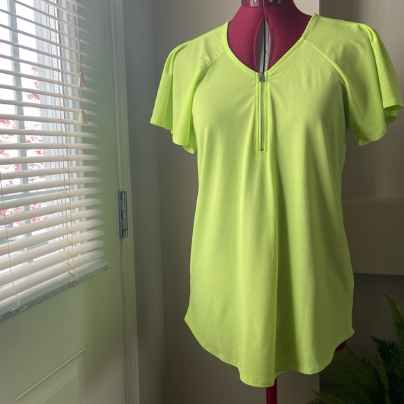 Lily Morgan women green short sleeve pullover sheer top. Size S. Used. - Picture 10 of 10